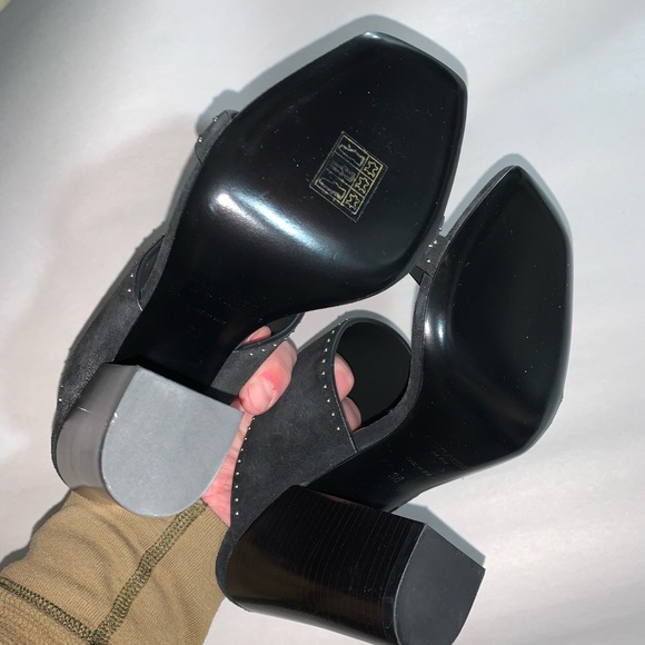 nwob SAINT LAURENT PARIS size 38 black suede MULES - Picture 3 of 11